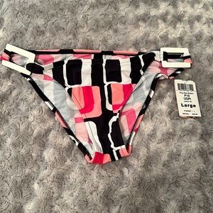 Black and Pink Bikini Bottom Size L NWT